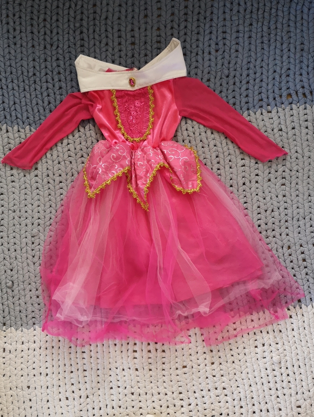 Girls' Pink Princess Halloween Costume Dress with Gold Trim
